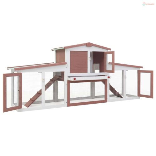 Barna és fehér fa kültéri nyúlketrec 201 x 45 x 85 cm