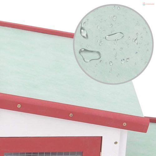 Piros és fehér fa kültéri nyúlketrec 201 x 45 x 85 cm