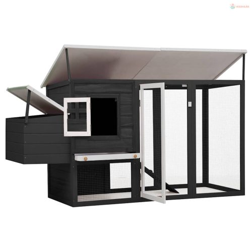 Szürke kültéri fa tyúkól 1 tojástartó ketreccel