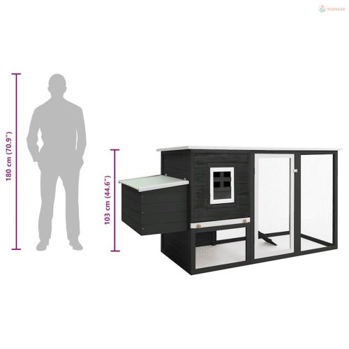 Szürke kültéri fa tyúkól 1 tojástartó ketreccel