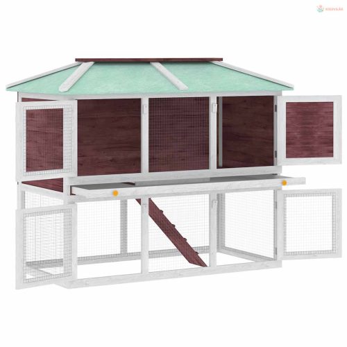 Barna kétszintes fa nyúlketrec