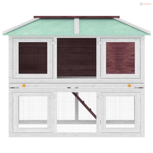 Barna kétszintes fa nyúlketrec