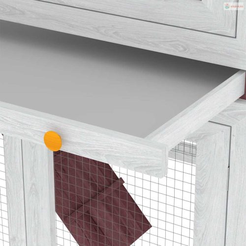 Barna kétszintes fa nyúlketrec