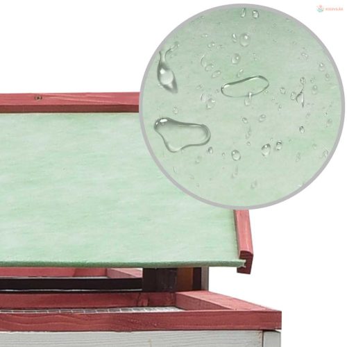 Piros tömör fenyő- és jegenyefa nyúlketrec 310x70x87  cm