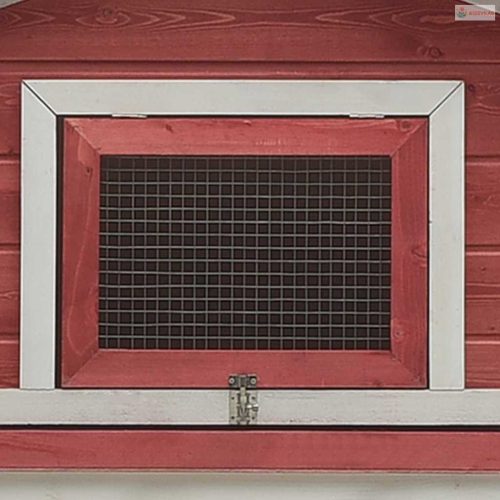 Piros tömör fenyő- és jegenyefa nyúlketrec 310x70x87  cm