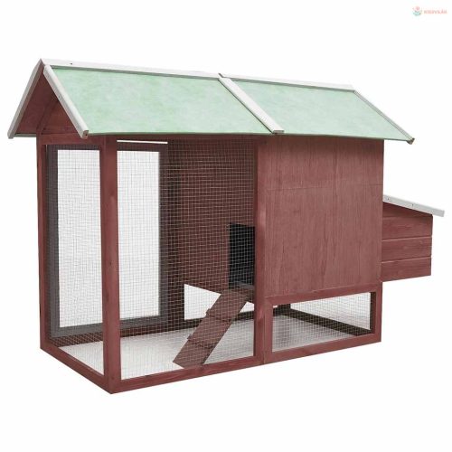 Kávébarna tömör fenyő- és jegenyefa tyúkól 170 x 81 x 110 cm