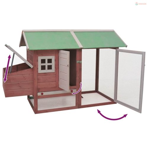 Kávébarna tömör fenyő- és jegenyefa tyúkól 170 x 81 x 110 cm