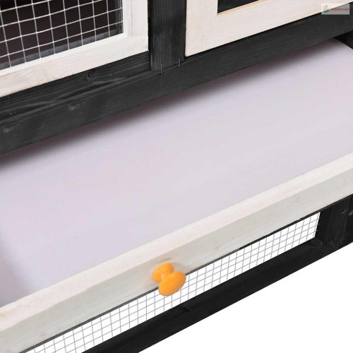 Szürke és fehér tömör fenyő nyúlketrec 140 x 63 x 120 cm