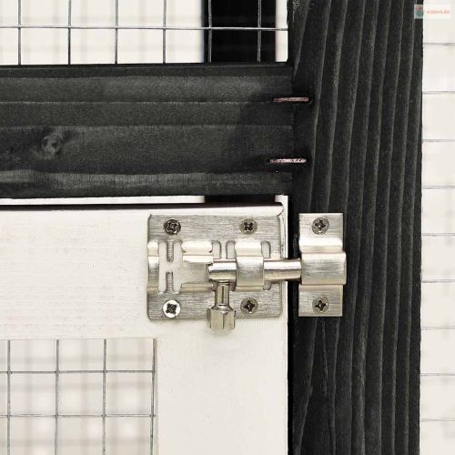 Szürke és fehér tömör fenyő nyúlketrec 140 x 63 x 120 cm