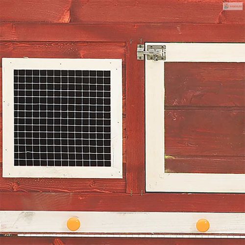 Piros és fehér tömör fenyő nyúlketrec 140 x 63 x 120 cm