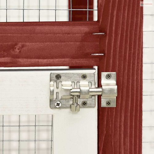 Piros és fehér tömör fenyő nyúlketrec 140 x 63 x 120 cm