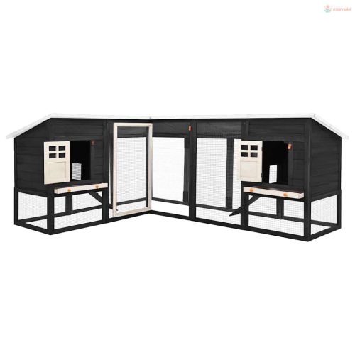 Szürke és fehér tömör fenyő kültéri nyúlketrec kifutóval