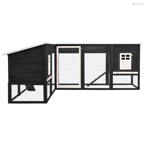 Szürke és fehér tömör fenyő kültéri nyúlketrec kifutóval