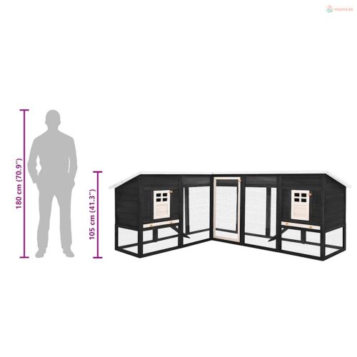 Szürke és fehér tömör fenyő kültéri nyúlketrec kifutóval