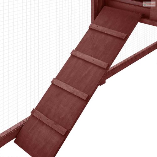 Mokkaszínű és fehér tömör fenyő kültéri nyúlketrec kifutóval