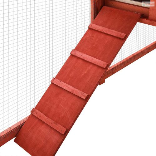 Piros és fehér tömör fenyő kültéri nyúlketrec kifutóval