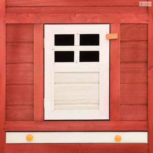 Piros és fehér tömör fenyő kültéri nyúlketrec kifutóval