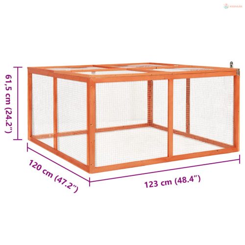 Tömör fenyőfa nyúlketrec 124 x 120 x 60 cm