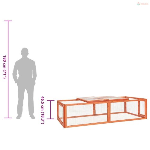 Tömör fenyőfa nyúlketrec 183 x 90 x 46,5 cm