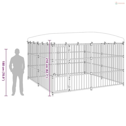 Kültéri kutyakennel tetővel 300 x 300 x 210 cm