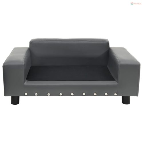 Szürke plüss és műbőr kutyakanapé 81 x 43 x 31 cm