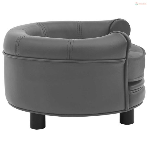 Szürke plüss és műbőr kutyakanapé 48 x 48 x 32 cm