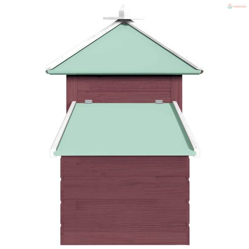 Mokkaszínű tömör fenyőfa tyúkól tojóládával 190 x 72 x 102 cm