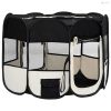 Fekete összecsukható kutyakennel hordtáskával 90 x 90 x 58 cm