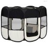 Fekete összecsukható kutyakennel hordtáskával 90 x 90 x 58 cm