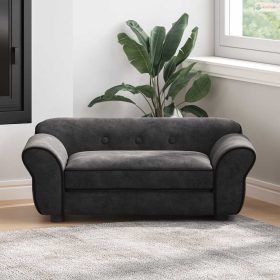 Fekete plüss kutyakanapé 72 x 45 x 30 cm