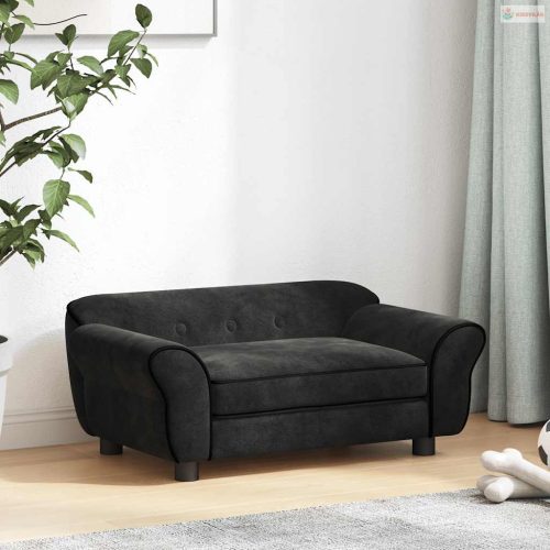 Fekete plüss kutyakanapé 72 x 45 x 30 cm