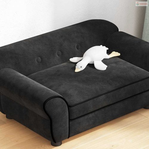 Fekete plüss kutyakanapé 72 x 45 x 30 cm