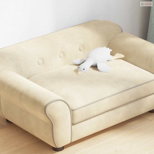 Krémszínű plüss kutyakanapé 72 x 45 x 30 cm