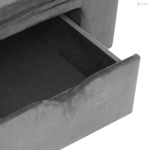 Szürke plüss kutyakanapé fiókkal 75 x 50 x 38 cm