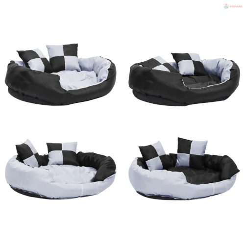 Szürke és fekete kifordítható és mosható kutyapárna 85x70x20 cm