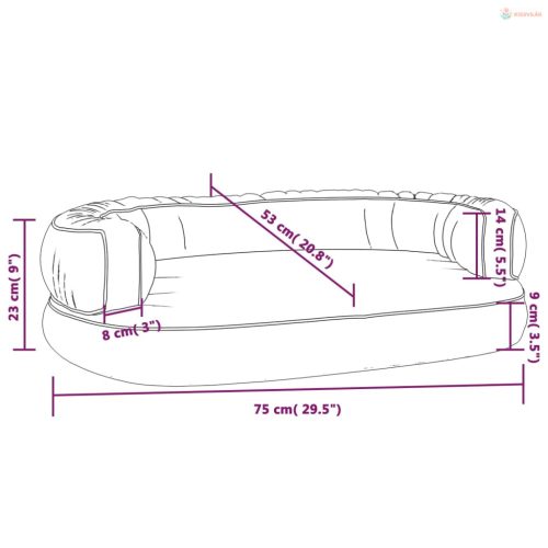 Sötétkék ergonomikus műbőr kutyaágy 75 x 53 cm