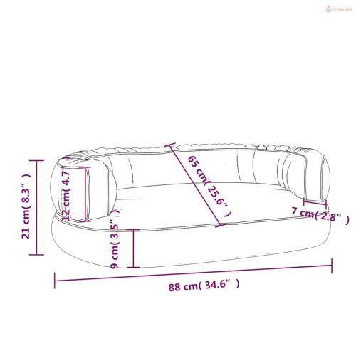 Sötétkék ergonomikus műbőr kutyaágy 88 x 65 cm