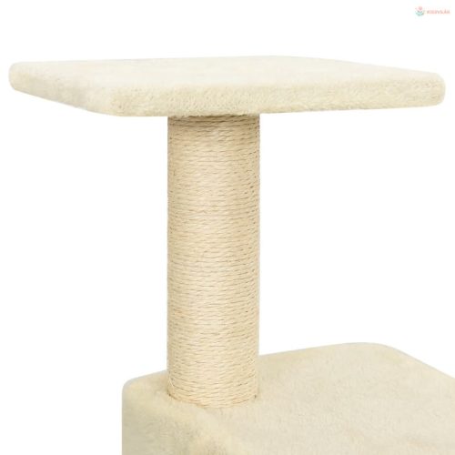 Krémszínű macskabútor szizál kaparófákkal 118,5 cm