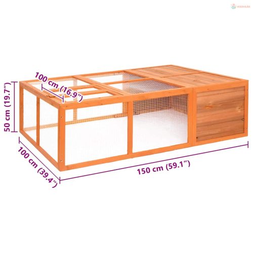 Tömör fenyőfa kerti állatketrec 150 x 100 x 50 cm