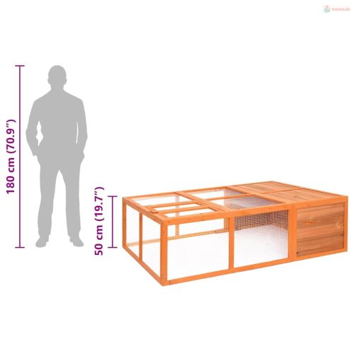 Tömör fenyőfa kerti állatketrec 150 x 100 x 50 cm