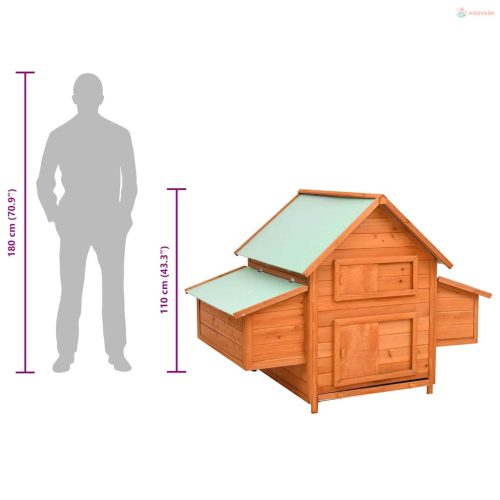 Tömör fenyőfa tyúkól 150 x 96 x 110 cm