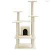 Krémszínű macskabútor szizál kaparófákkal 110 cm