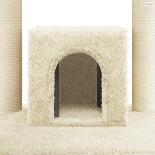 Krémszínű macskabútor szizál kaparófákkal 110 cm