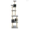 Világosszürke macskabútor szizál kaparófákkal 188 cm