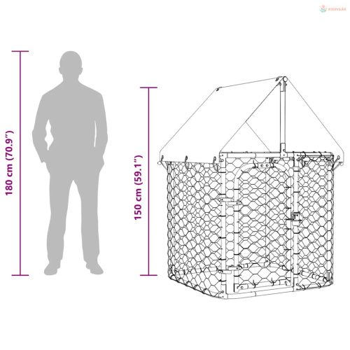 Kültéri kutyakennel tetővel 100 x 100 x 150 cm