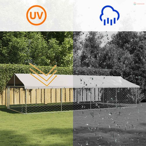 Kültéri kutyakennel tetővel 600 x 300 x 150 cm