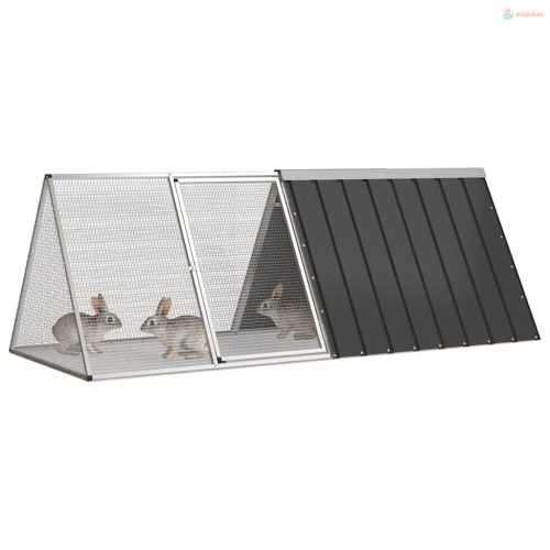 Antracitszürke horganyzott acél nyúlketrec 201,5x80,5x71 cm