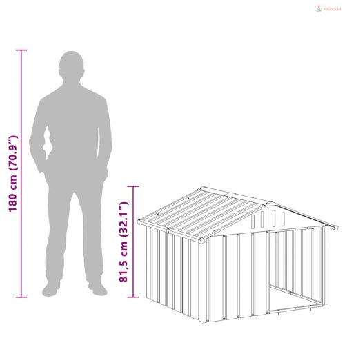 Antracit horganyzott acél kutyaház 116,5x103x81,5 cm