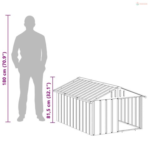 Antracit horganyzott acél kutyaház 116,5x153x81,5 cm