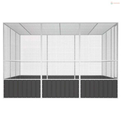 Antracitszürke horganyzott acél madárketrec 302,5x324,5x211,5cm